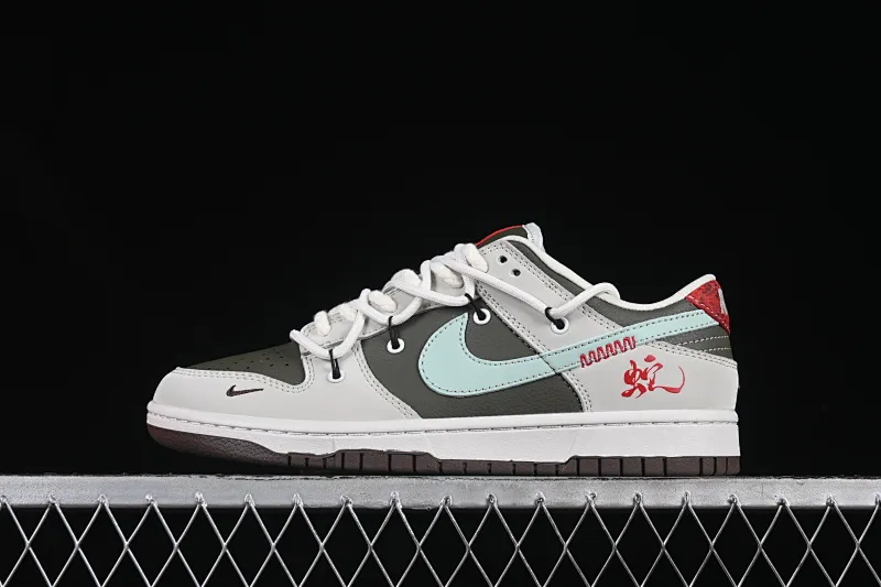 All Categories Nk SB Dunk Series Nk SB Dunk Low High-end Customized Low-top Shoes Nike SB Dunk Low Year of the Snake Series Strap Gray Green Blue Hook Anniversary High-end Customized Low-top Casual Shoes YX5066-289